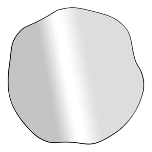 Comfort Essence - Irregular Shaped Mirror 16" Asymmetrical Mirrors Modern Scalloped Round Decorative Waved For Bathroom Liv - Black-35"L x 35"W