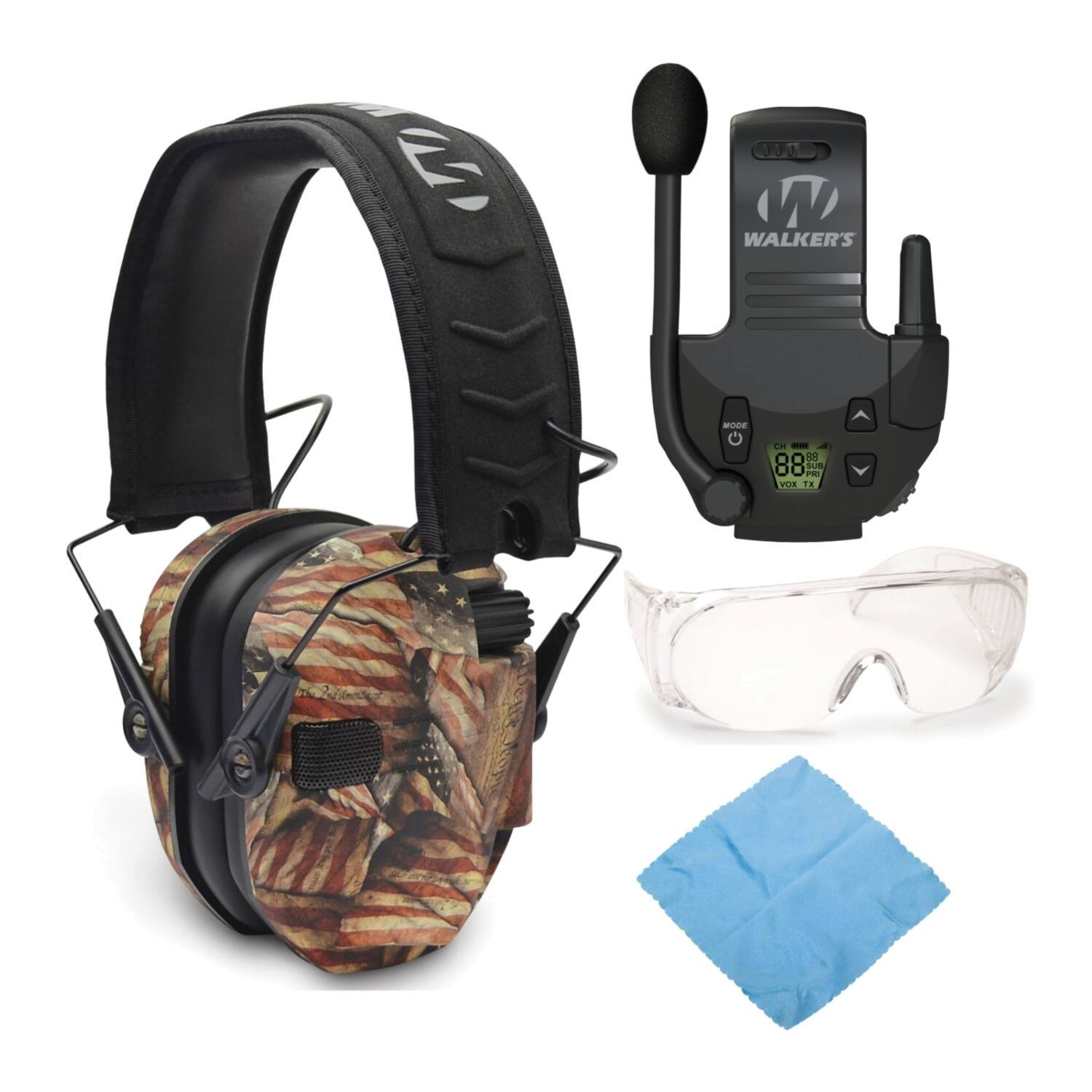 Walkers - Razor Slim Electronic Shooting Muff (American Flag) Bundle - Brown