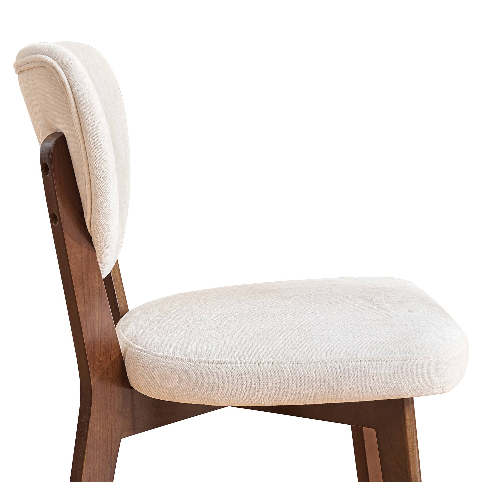 Left. Brick Attic - Wooden Dining Chairs, Modern Fabric Upholstered Kitchen Side Chairs with Foot Pegs Farmhouse Dining Room Chair, Set of 2 - Beige.