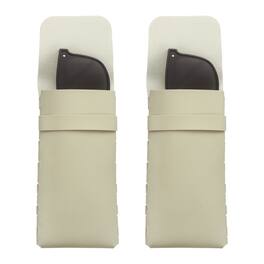 Unique Bargains - 2pcs Soft Glasses Case Leather Flap Closure Pouch for Eyewear Travel Sport Work - Beige