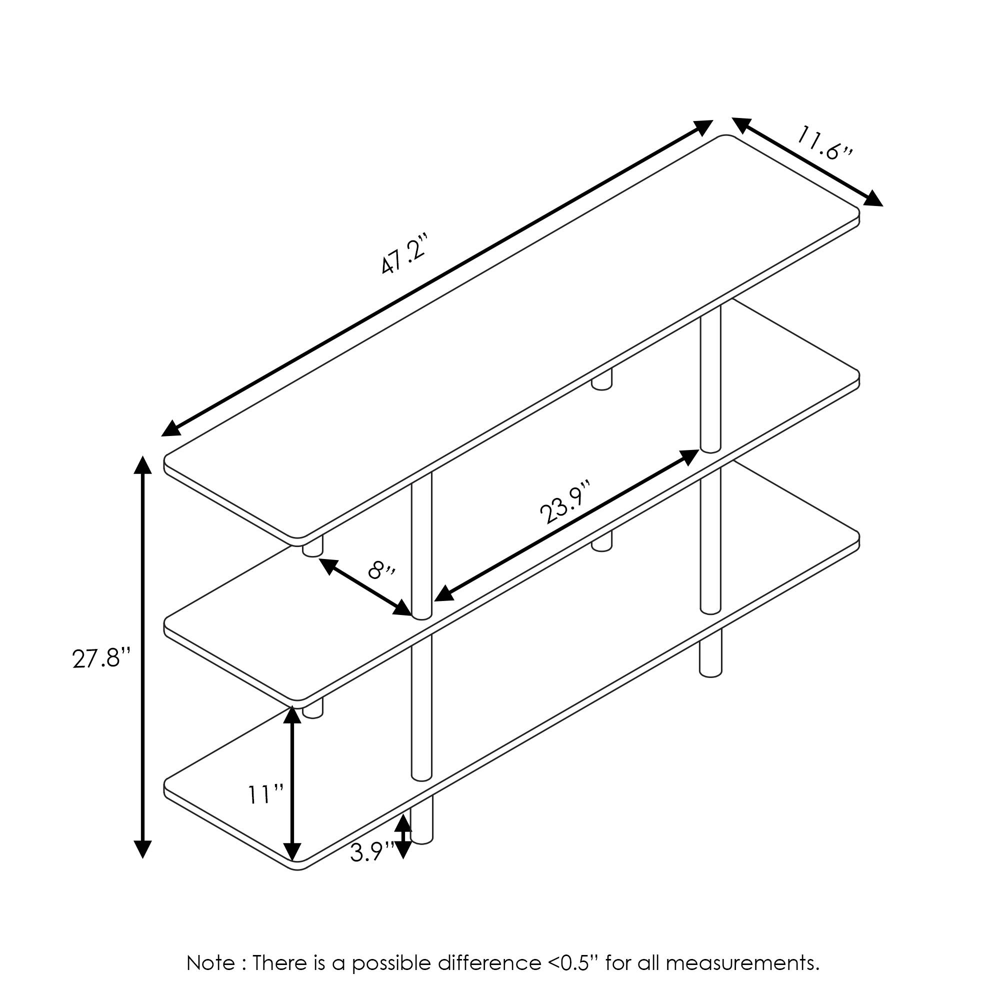 11.6"  
47.2"  
23.9"  
27.8"  
11"  
3.9"  
8"  
27.8"  

Note: There is a possible difference <0.5" for all measurements.