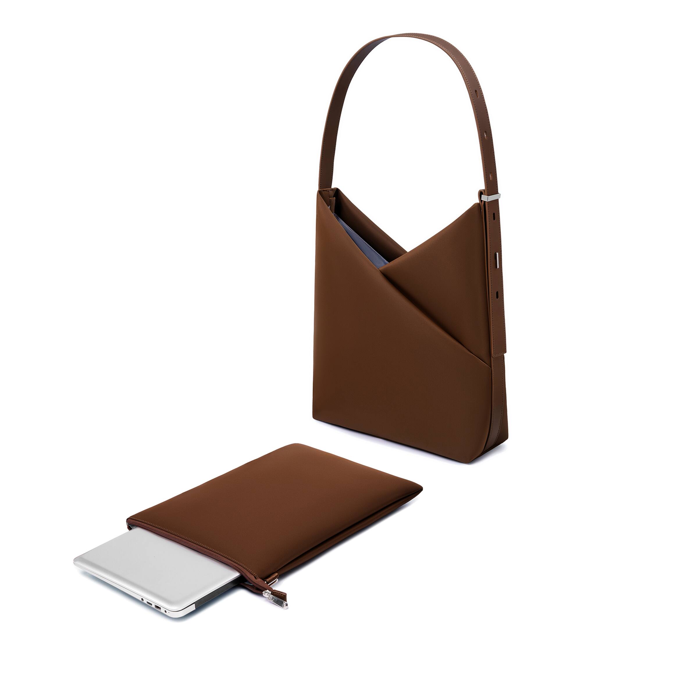 Alt View 4. Lux & Nyx - Lux & Nyx - Origami 15" Laptop Hobo Bag - Convertible Shoulder Bag - Sepia.