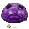 Front. VEVOR - Half Exercise Ball Trainer, 23 inch Balance Ball Trainer, 660lbs Stability Ball, Yoga Ball with Resistance Bands - Purple.