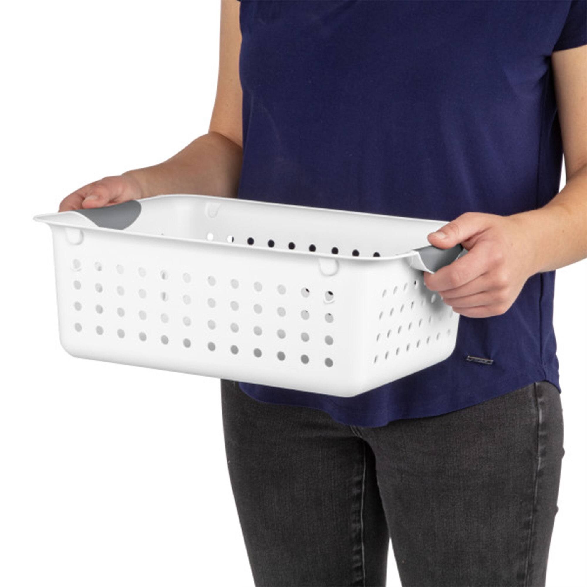 Alt View 7. Sterilite - Sterilite Medium Ultra Plastic Storage Organizer Basket with Handles, (12 Pack) - White.