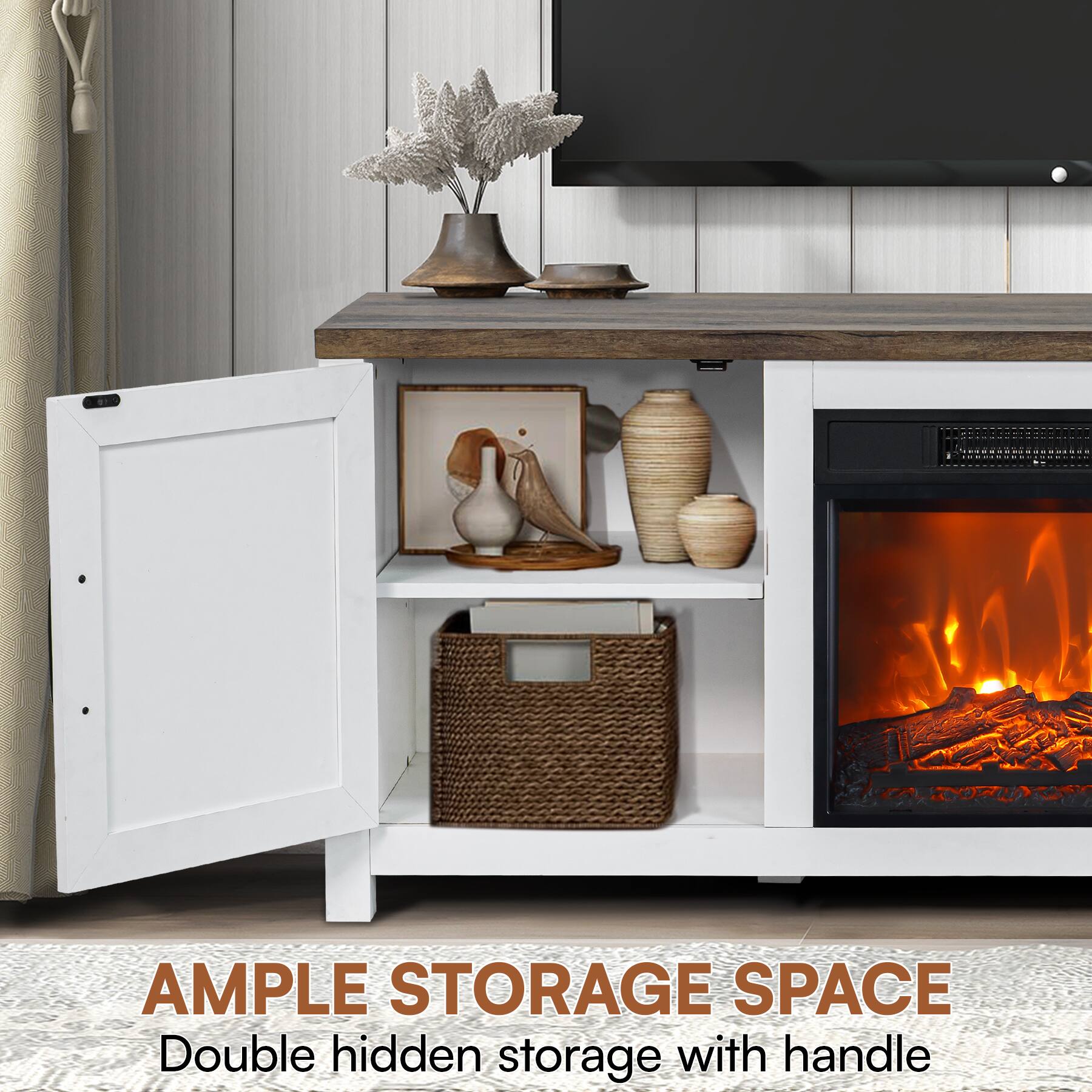 AMPLE STORAGE SPACE  
Double hidden storage with handle