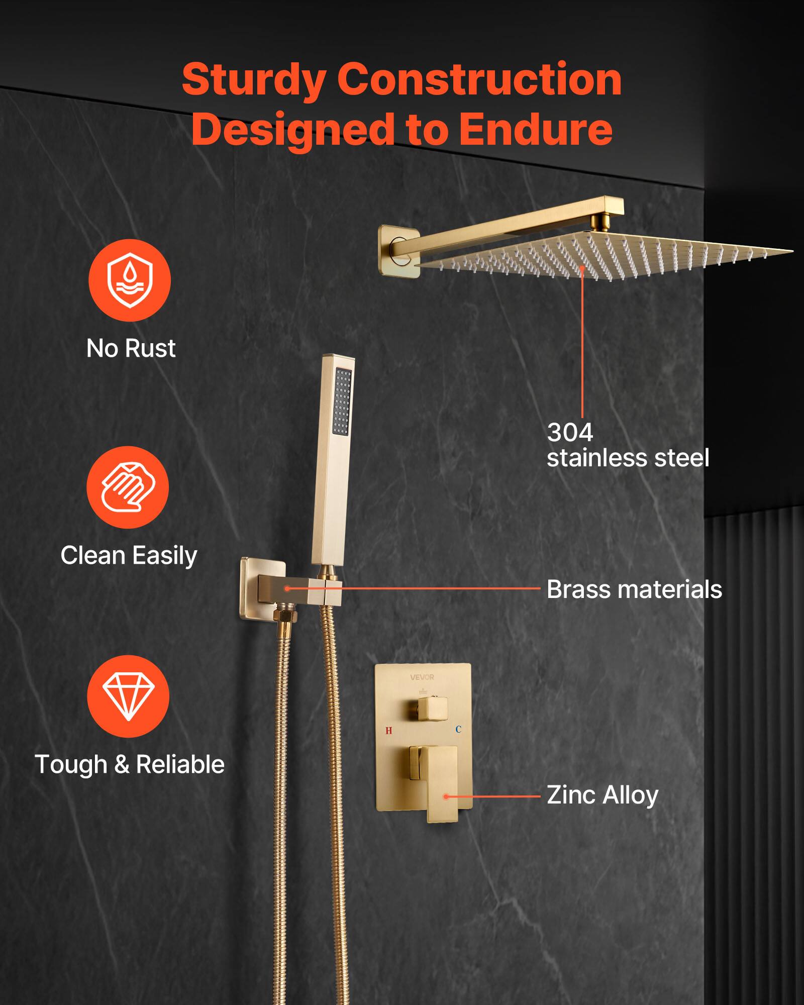 Sturdy Construction Designed to Endure

- No Rust
- Clean Easily
- Tough & Reliable

304 stainless steel
Brass materials
Zinc Alloy