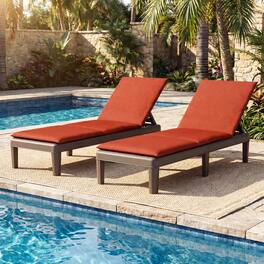 Gymax - 2PCS Patio Lounge Chair Recliner Chair w/ 3-Position Adjustable Backrest & Cushion Brown & Orange - Brown, Orange