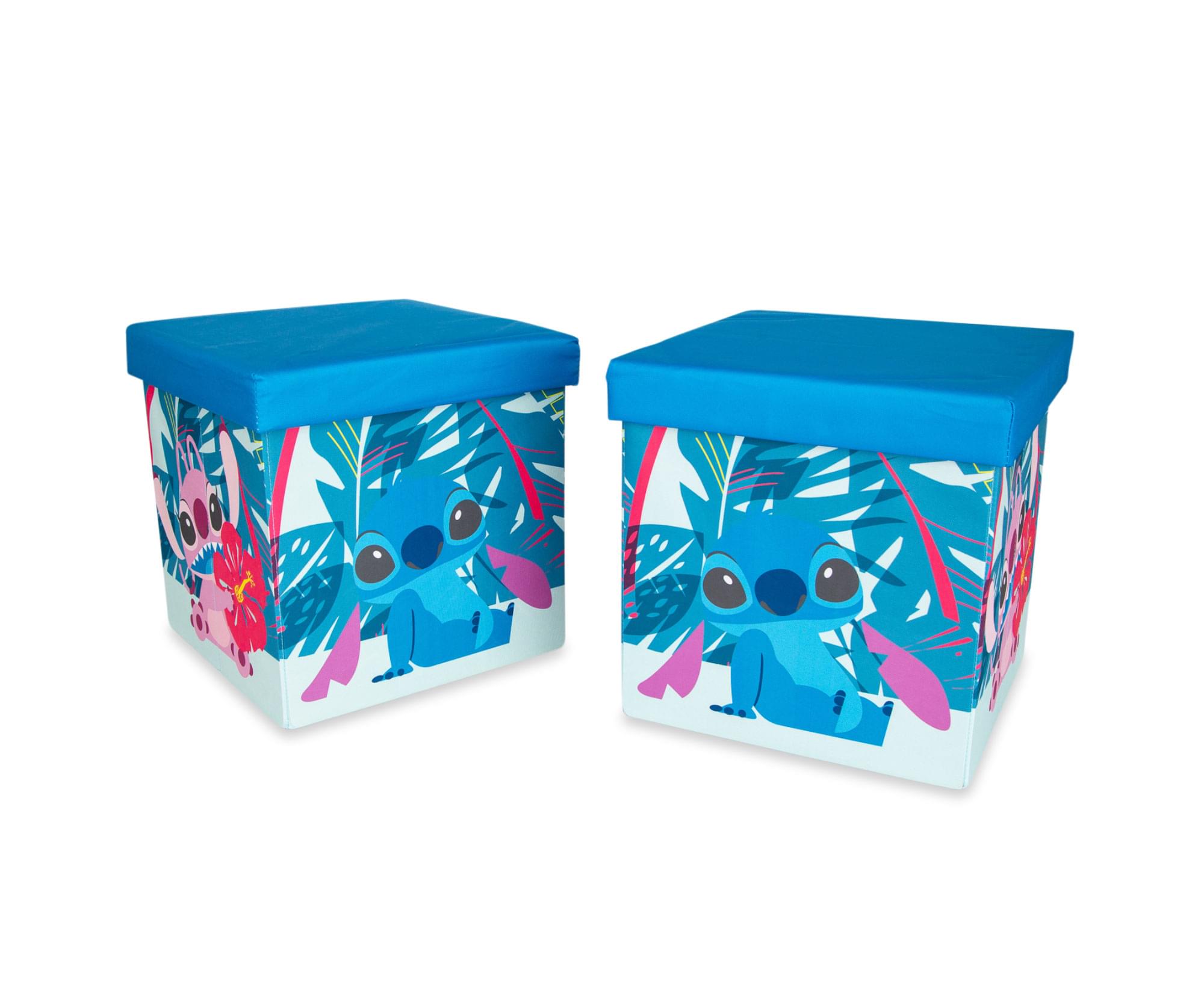 Alt View 1. Ukonic - Disney Stitch and Angel 15-Inch Storage Bin Cube Organizers with Lids | Set of 2 - Blue.