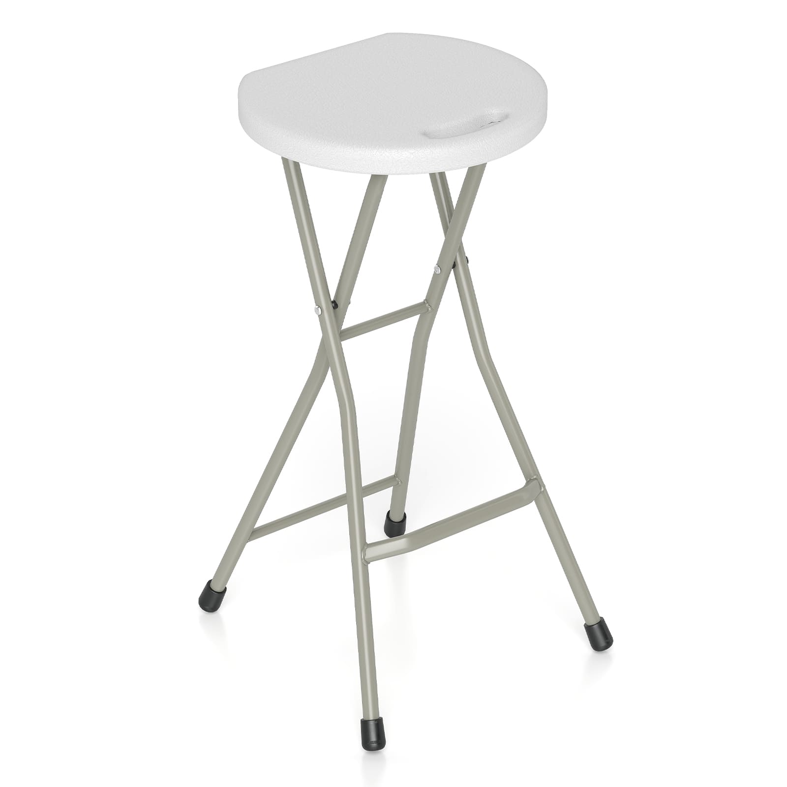 Costway - Portable Folding Stool Lightweight Collapsible Round Stool with Handle Steel Frame - White price history on PriceWatchPro