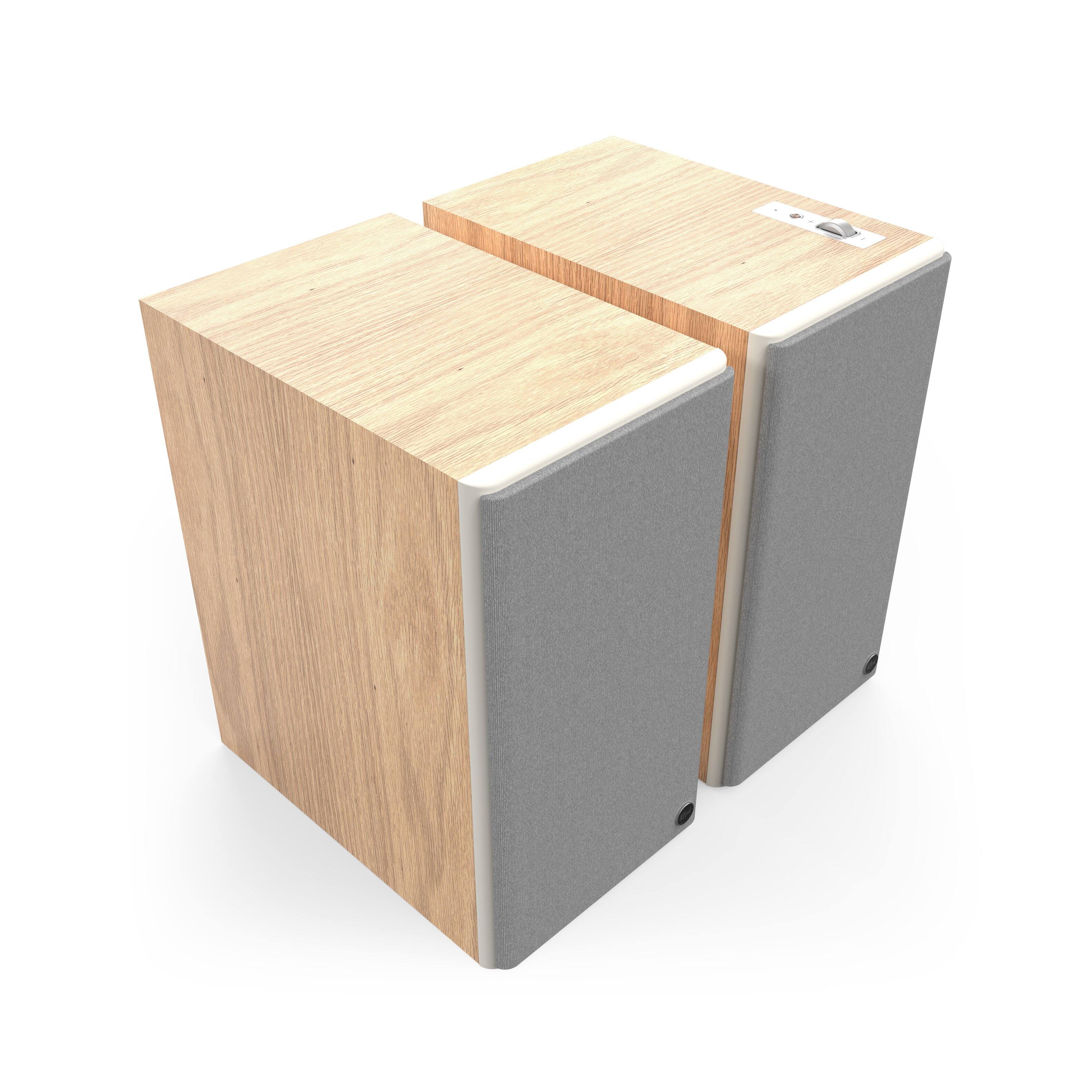 Alt View 1. Klipsch - The Nines II Powered  Bookshelf Speakers (Pair) - Red Oak.