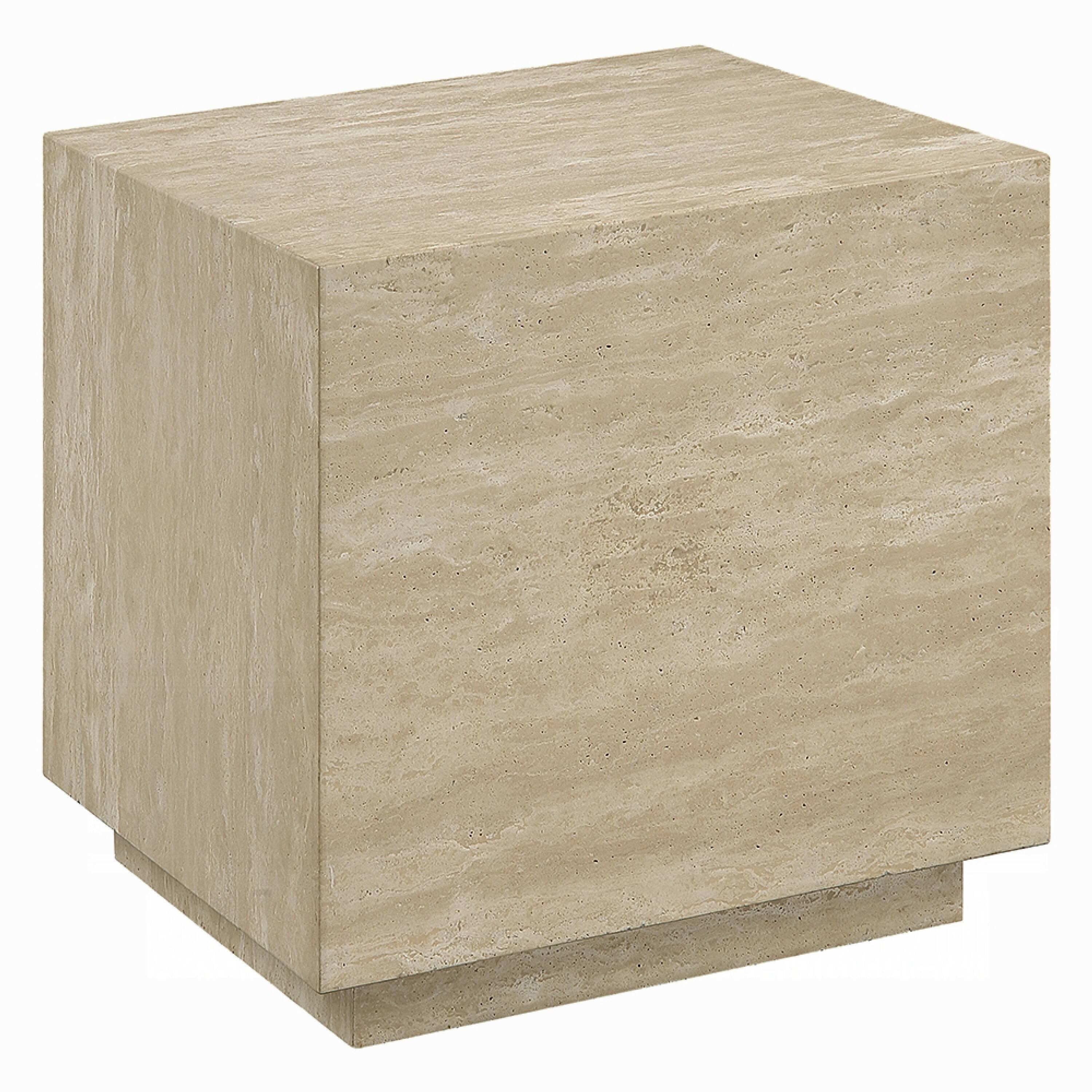 Alt View 2. Manhattan Lane - Lory Side End Table, 19 Inch Square Travertine Top - Beige.