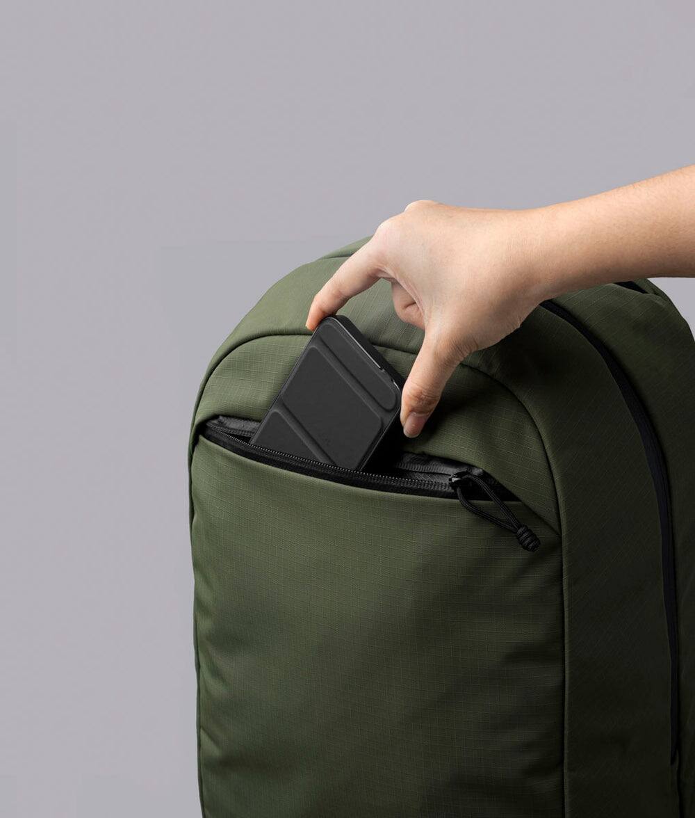 Alt View 3. ALPAKA - Essential Backpack 16L Laptop Backpack for 16" Laptop, Travel Backpack with Water-Resistant Design - Green Axoflux 210D.
