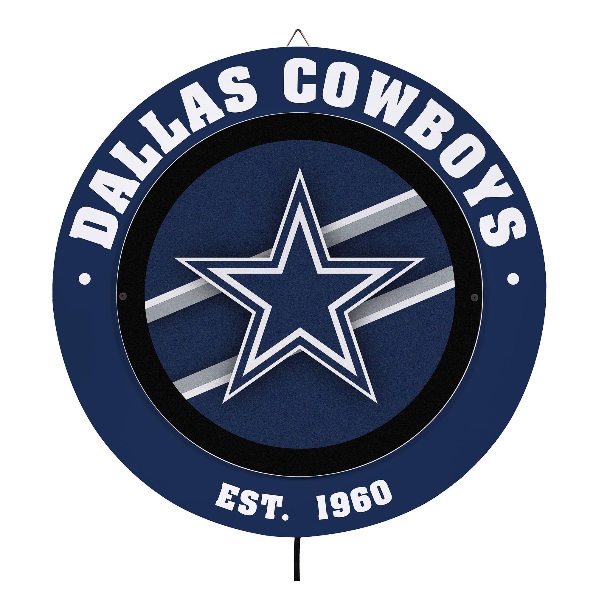 Dallas Cowboys 15" LED Round Metal Lit Wall Sign