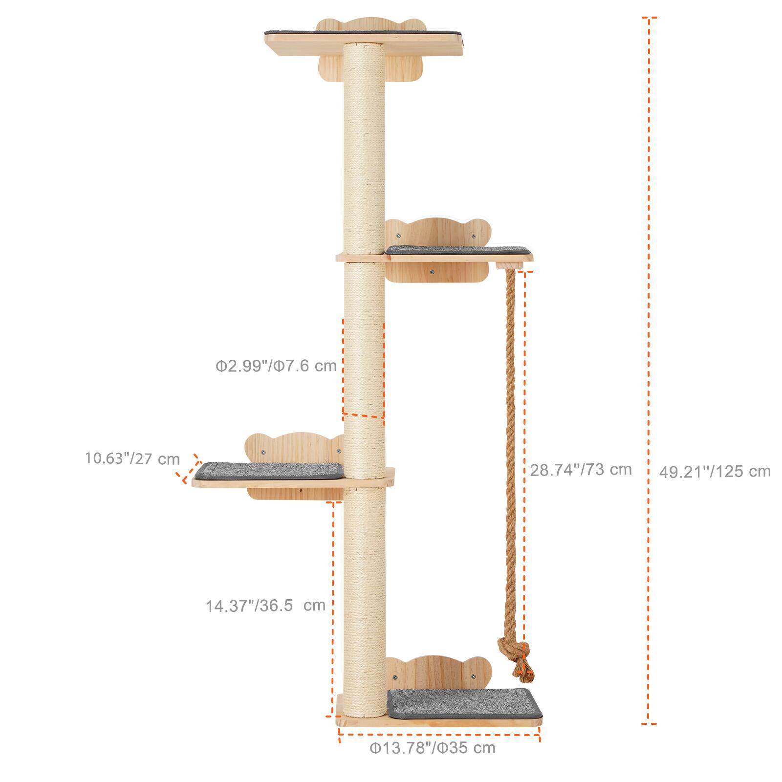 - Φ2.99"/Φ7.6 cm
- 10.63"/27 cm
- 14.37"/36.5 cm
- 13.78"/35 cm
- 28.74"/73 cm
- 49.21"/125 cm