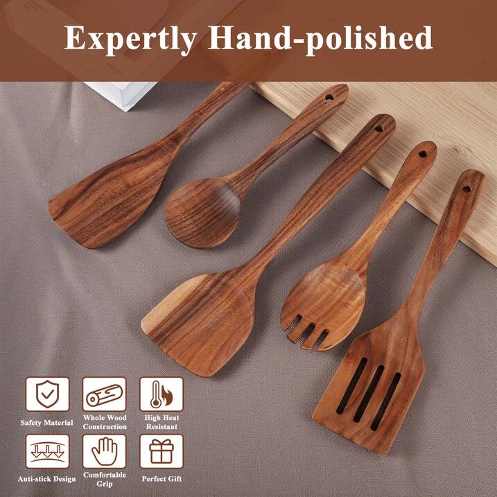 Expertly Hand-polished

- Safety Material
- Whole Wood Construction
- High Heat Resistant
- Anti-stick Design
- Comfortable Grip
- Perfect Gift