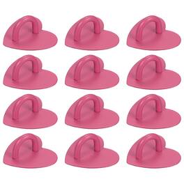 Unique Bargains - Metal Phone Charm Hook 1", 12pcs Adhesive Heart Shaped Finger Grip for Smartphones Keychain Tablet Case Accessories - Rose Red