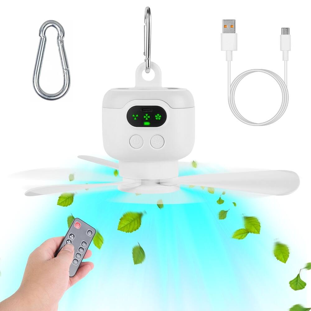 Alt View 6. Loheer - Loheer 8000mAh Rechargeable Camping Fan with LED Lantern Portable Tent Fan with Remote 4 Speeds.