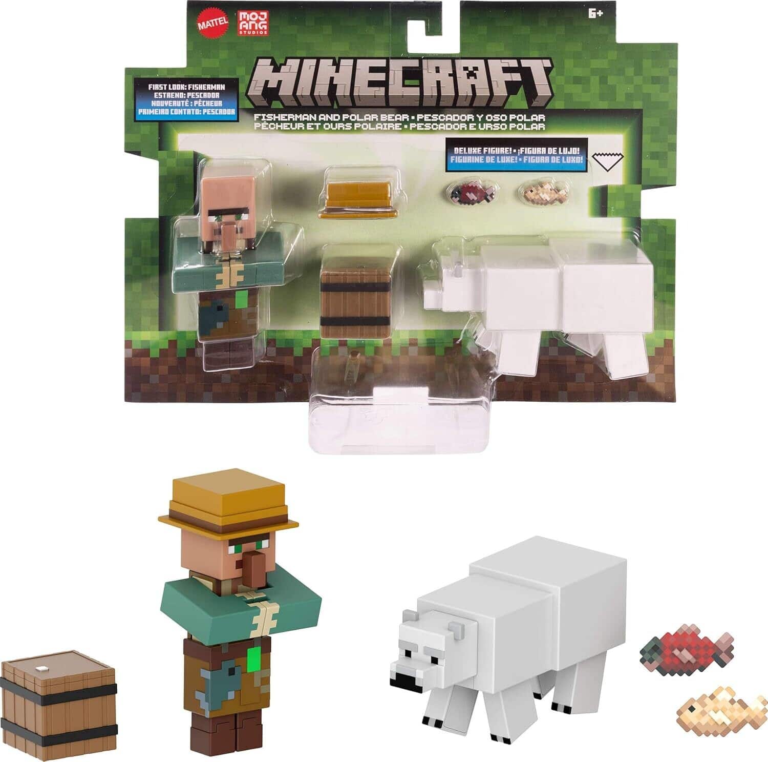 Minecraft 3.25'' Fisherman and Polar Bear Figure, 2-Pack - COLLECTABLES - Mattel