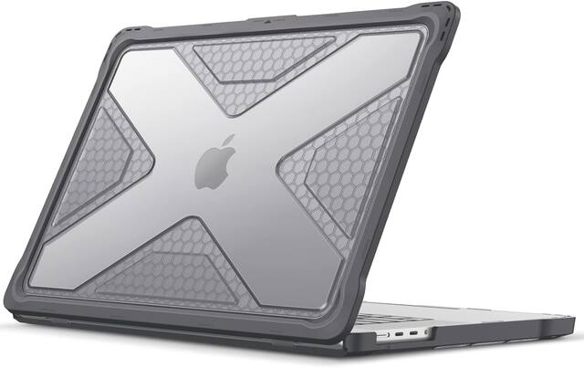 Front. Fintie - Rugged Case for MacBook Pro 16 Inch (2021-2026 Release) A3429 A3428 A3403 A3186 A2991 A2780 A2485 Heavy Duty Hard Shell - Gray.