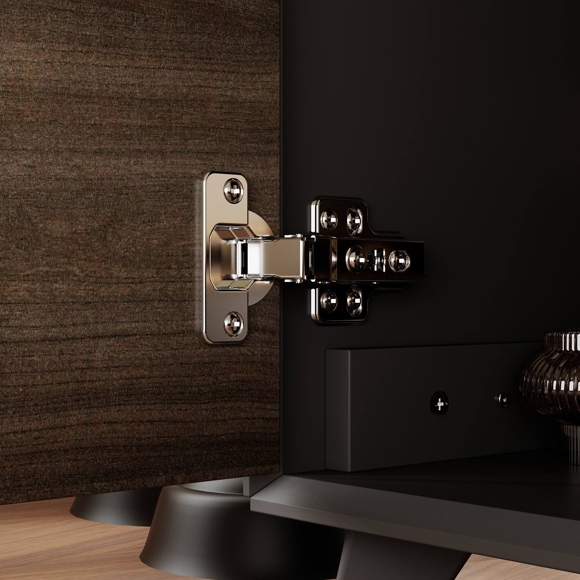 Alt View 1. Famapy - Modern Glass Shelf Bookcase with 3-Color LED Lighting, Tempered Glass Shelves, and Multi-Layer Storage - Black & Gray.