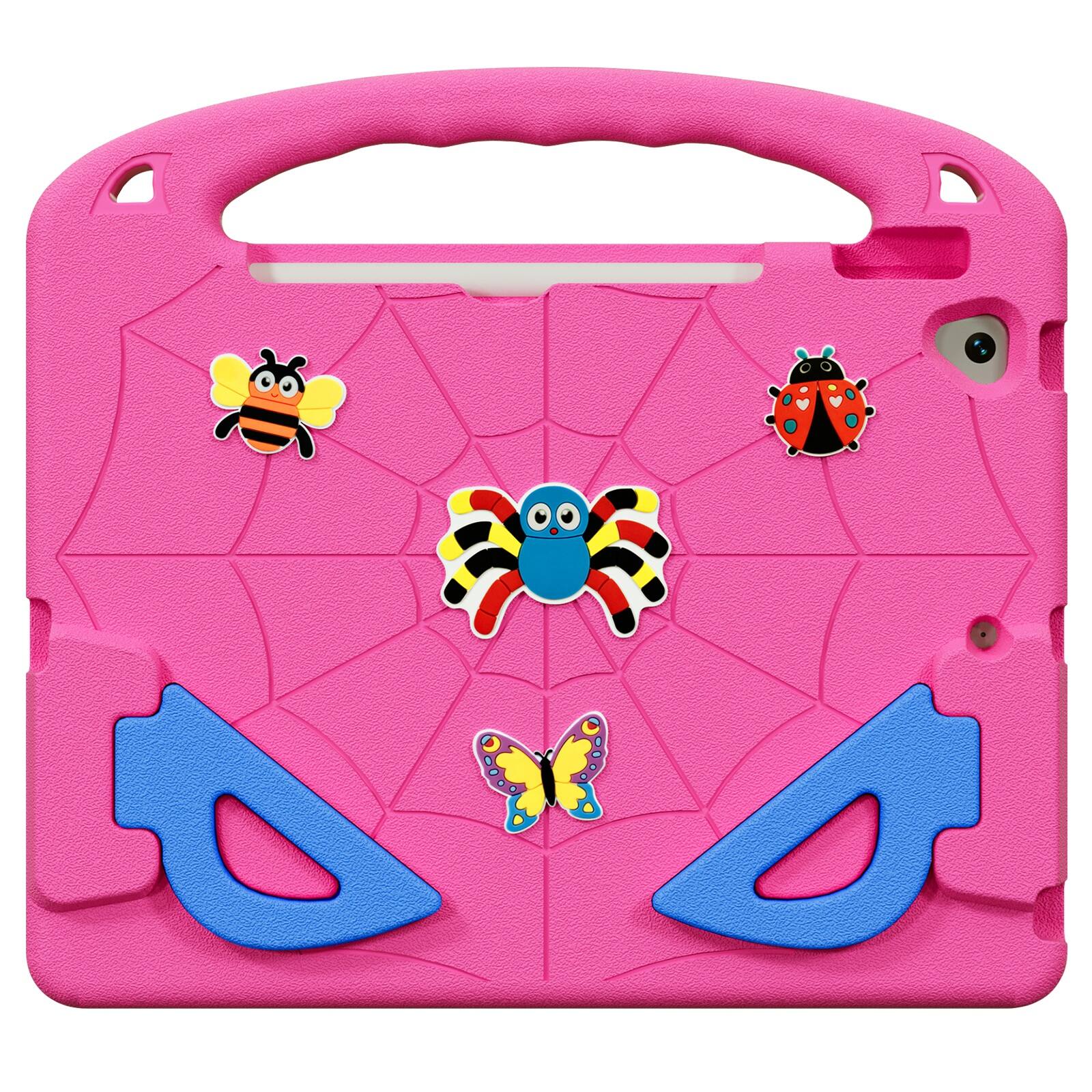 Left. UUCOVER - Kids Case for iPad 9th 8th 7th Generation 10.2-inch (2021/2020/2019) Shockproof EVA Handle Stand Cover+Shoulder Strap - Rose/Blue.