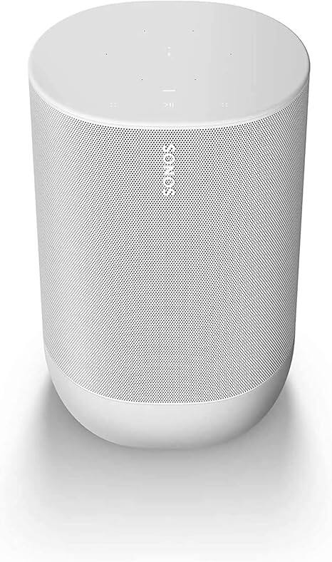 Angle. Sonos - Sonos Move 1 Battery-Powered smart Speaker, Wi-Fi and Bluetooth with Alexa Built-in - White.