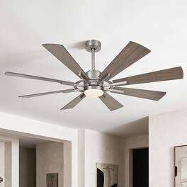 Parrot Uncle - 60" Windmill 8-Blade Ceiling Fan with Dimmable LED Light, Remote Control, Reversible DC Motor - Bronze