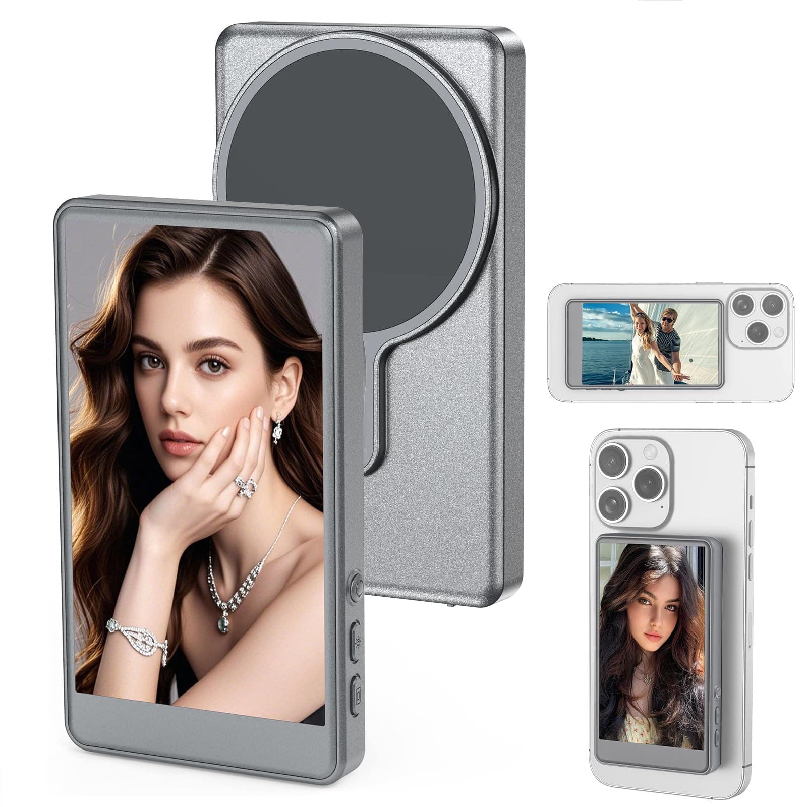 VEGA AUTOMOTIVE - Vlog Selfie Monitor Screen For Phone Rear Camera Live Stream Magnetic Mount Magsafe Wireless Connection Wit - Black