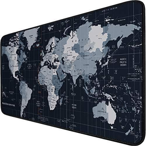 Comfort Essence - Large Extended Gaming Mouse Pad With Stitched Edges 31.. Durable Non-slip Rubber Base Waterproof Computer Mat - Map-31.5L x 15.6W inches