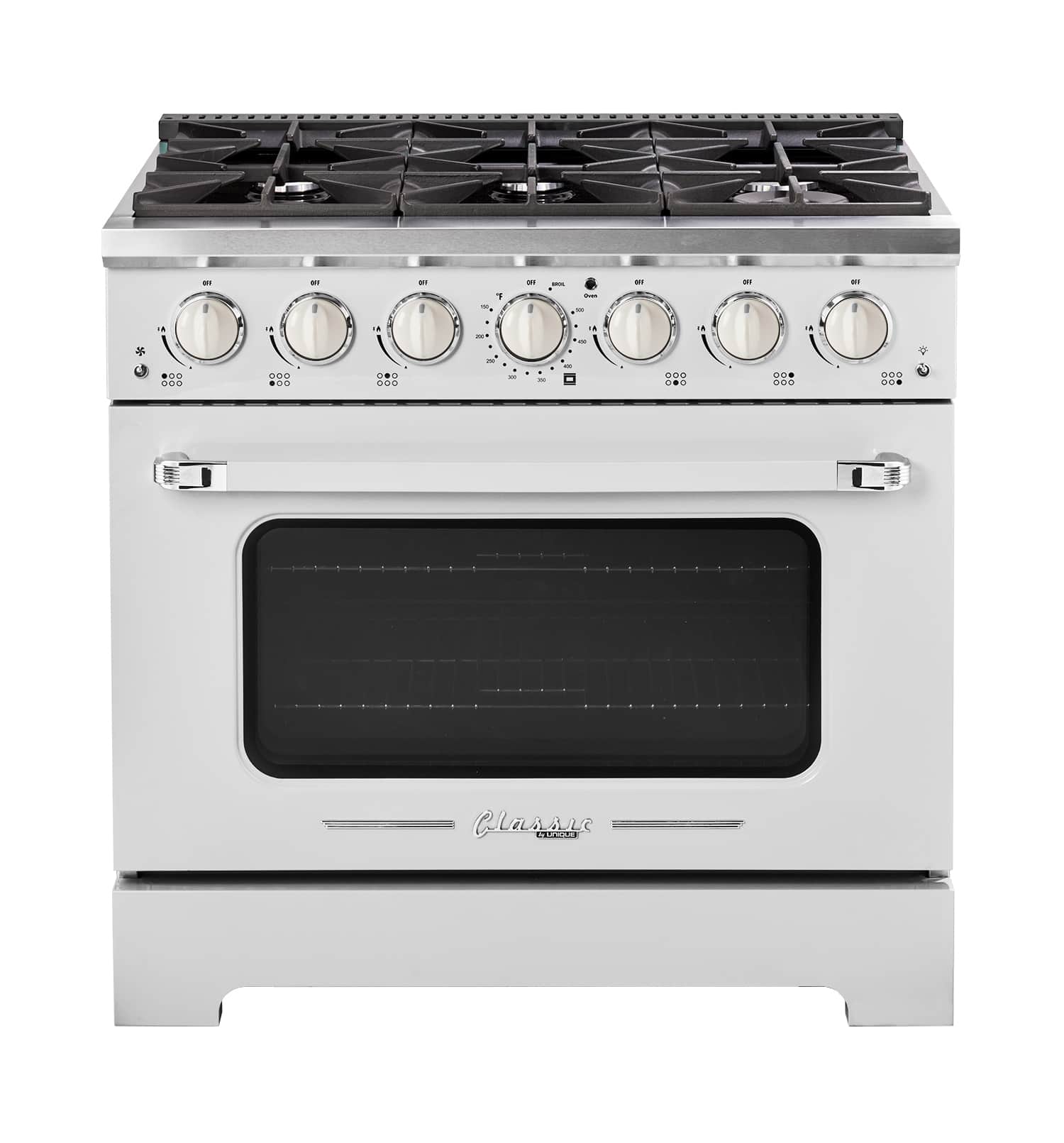 Unique Appliances - Classic Retro 5.2 Cu. Ft. Freestanding Gas Convection Range - Marshmallow White - Front_Zoom