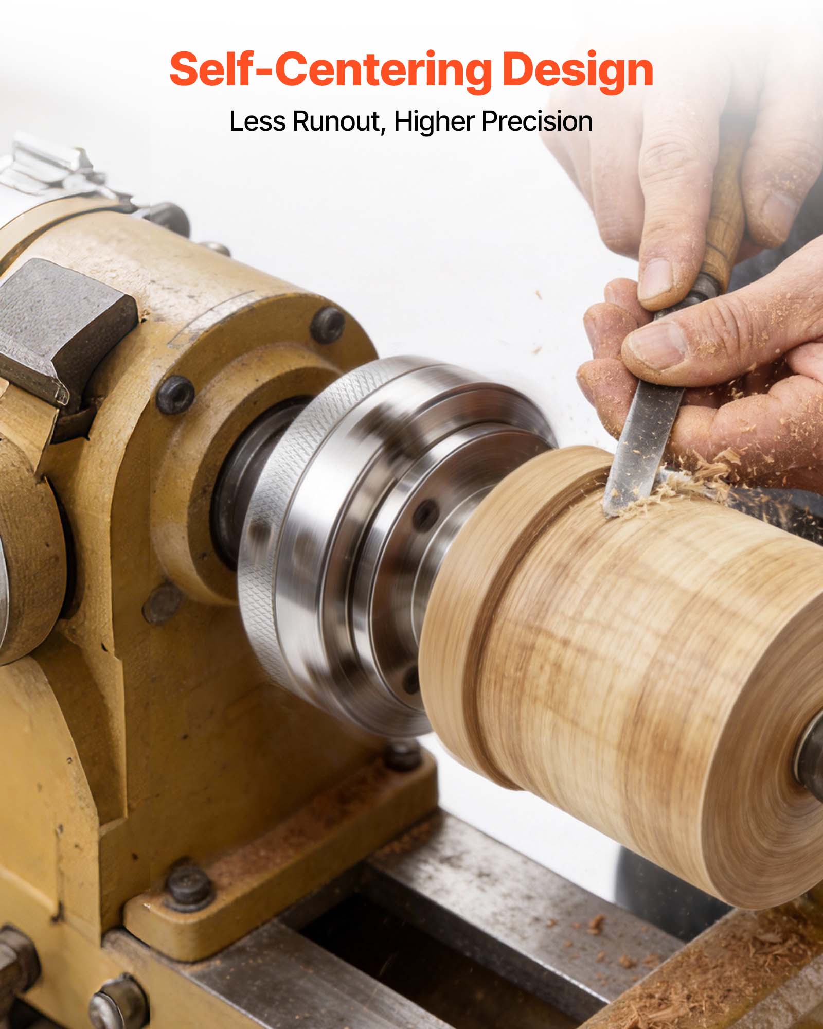 Self-Centering Design  
Less Runout, Higher Precision