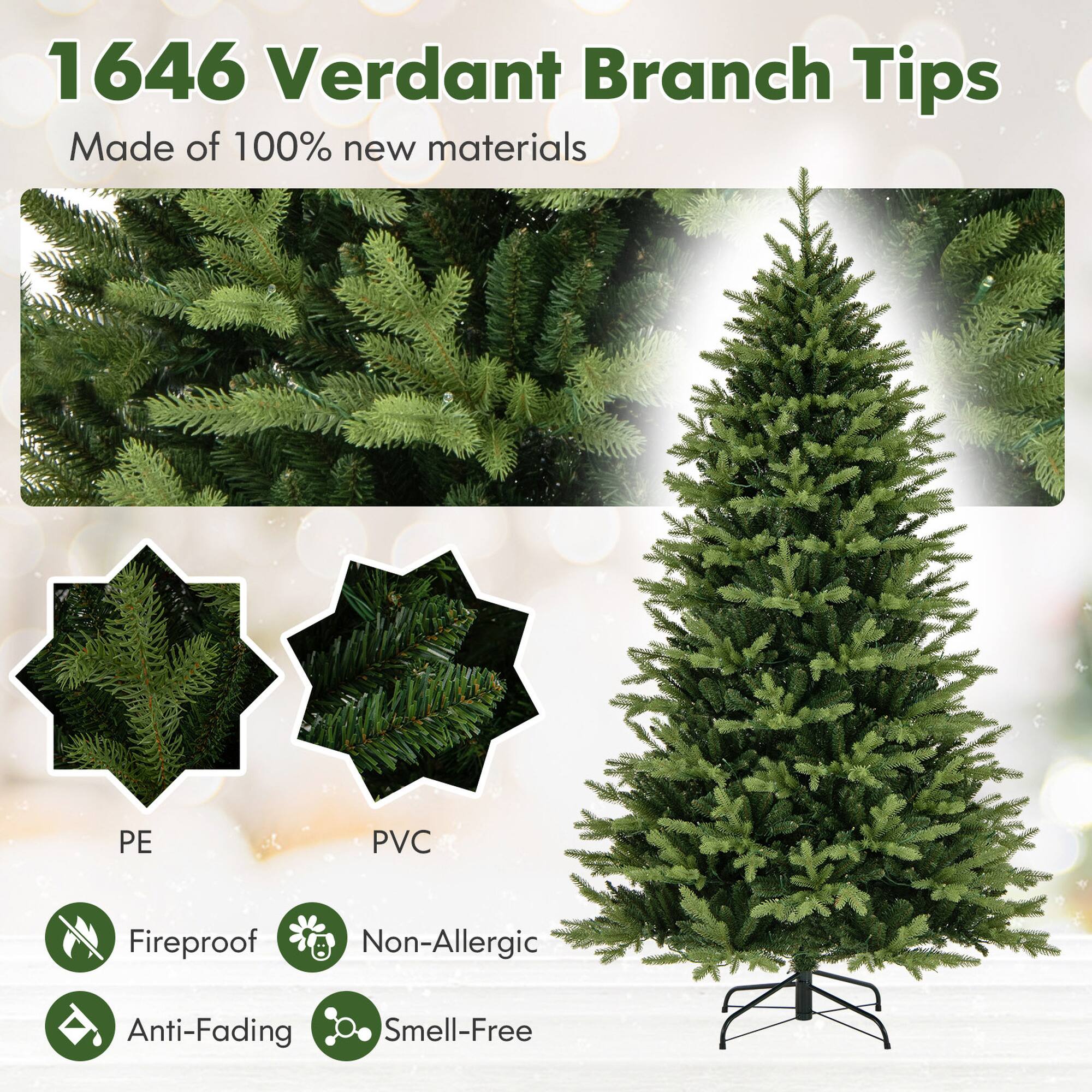 1646 Verdant Branch Tips  
Made of 100% new materials  

PE  
PVC  

Fireproof  
Non-Allergic  
Anti-Fading  
Smell-Free