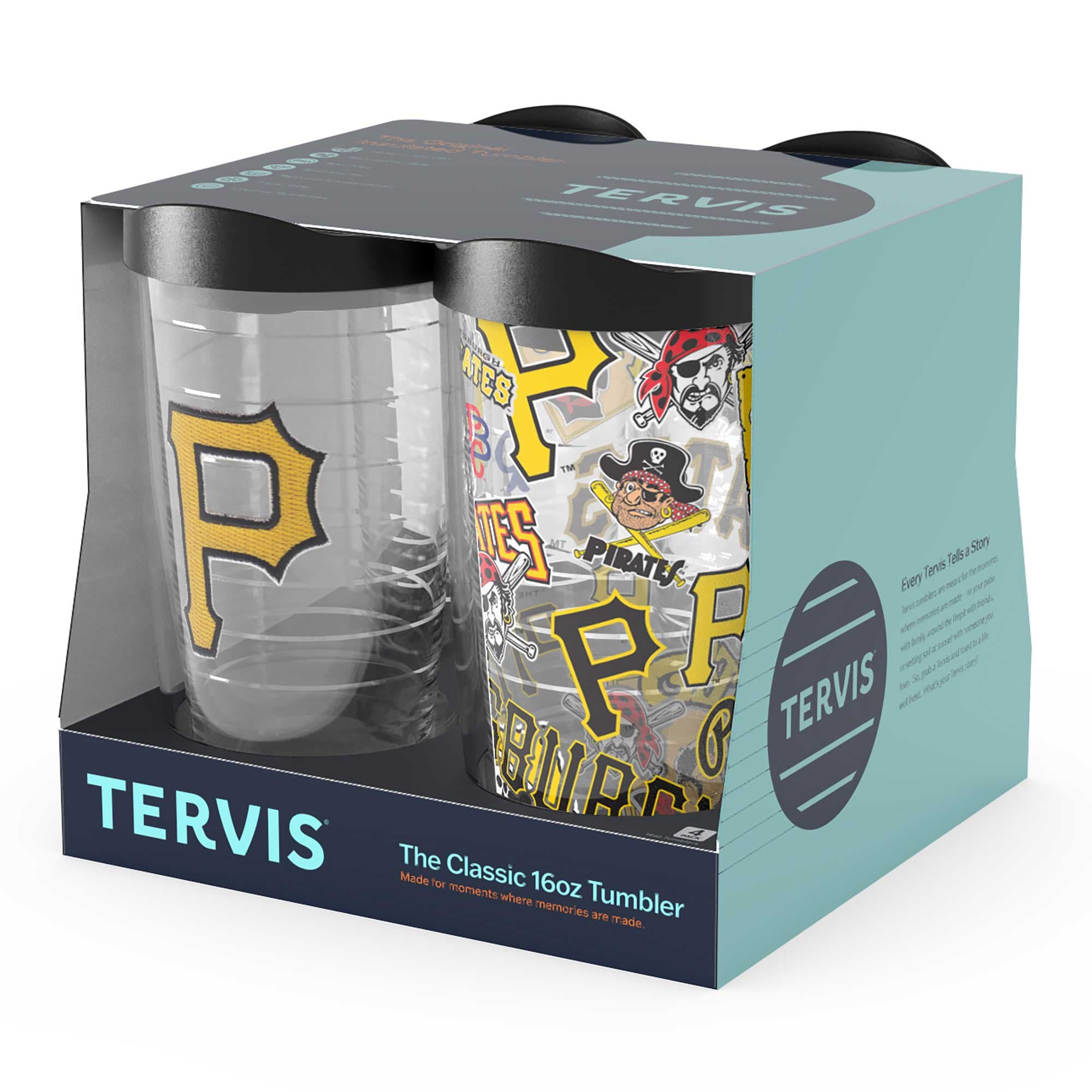 TERVIS  
The Classic 16oz Tumbler  
Made for moments where memories are made.  

Pirates  
Pirates  
Pirates  

TERVIS  
The Classic 16oz Tumbler  
Made for moments where memories are made.  

Avery Tana Tells All  
[Text in smaller font]  

TERVIS