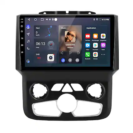 MC 6:13 PM em Navi Music Application 0 km/h 06:13 Friday UNKNOWN LNKNOWN YouTube File Manager ImageScan Video Play Store Radio Bluetooth Chrome