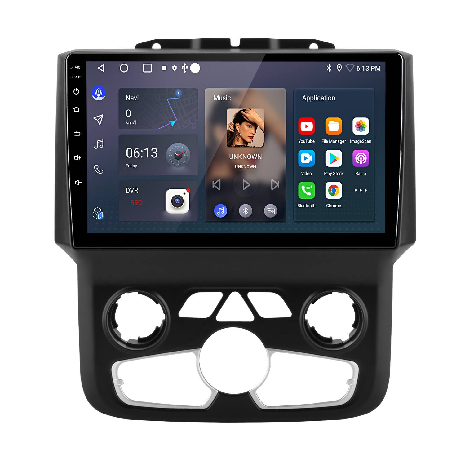 Junsun - For Dodge Ram 1500 2500 3500 2013-2019 Carplay 2+64GB Android 14 9"Car Stereo Radio GPS Navi WIFI RDS SWC FM Bluetooth - Black