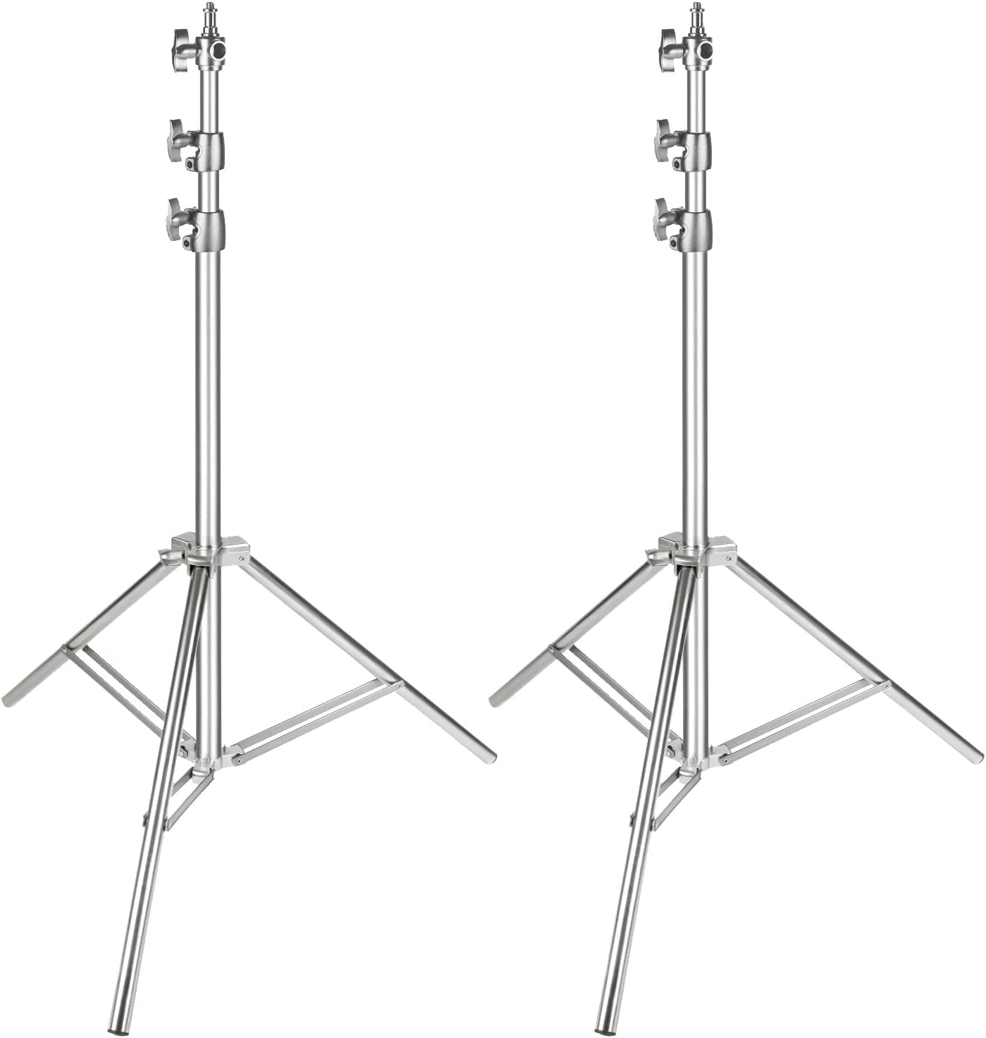 Neewer - 2-Pack 79" Stainless Steel Light Stands, Heavy Duty, 1/4"-3/8" - Silver
