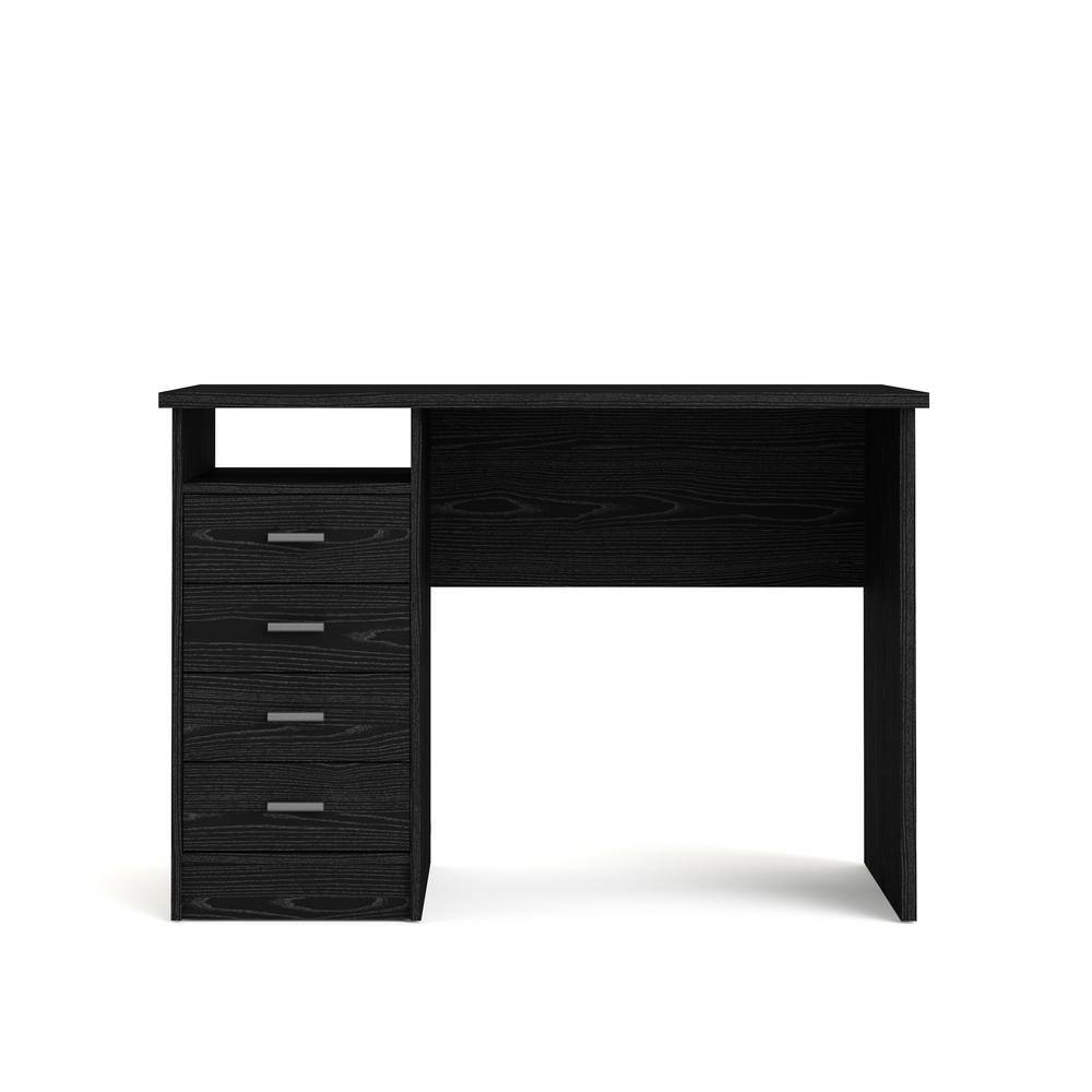 Front. Tvilum - Desk with 4 Drawers Woodgrain - Black.