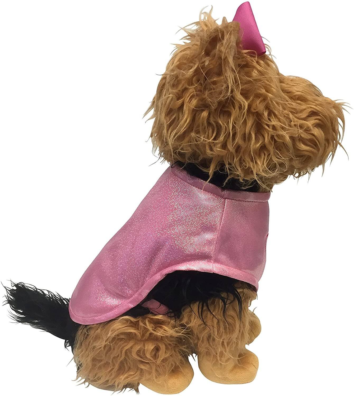 Angle. Nickelodeon - Nickelodeon JoJo Siwa BowBow the Dog 17" Plush Pillow Buddy with Pink Sparkle Jacket – Soft Cuddly Plush Toy for Kids - Brown & Pink.