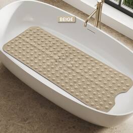 Lux Decor Collection - Bath Tub Mat 40x16 Inch Non-Slip, Quick-Dry Shower Mat with Suction Cups, Machine Washable Bathroom Safety Mat - Beige