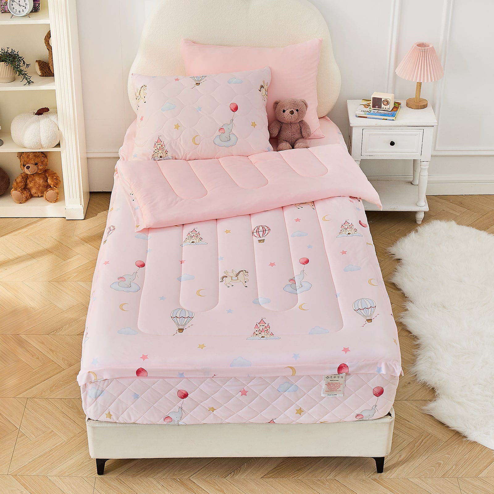 Bestier - Kids Twin All-Season Comforter Set with Zipper Bedding, Lightweight Cartoon Bed-in-a-Bag - Pink