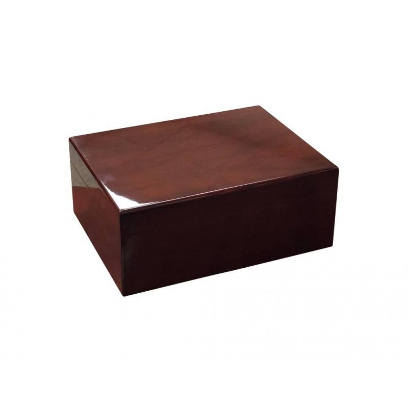 Angle. Prestige - The Bellevue 60 Cigar Humidors - High Lacquer Deep Mahogany Finish.