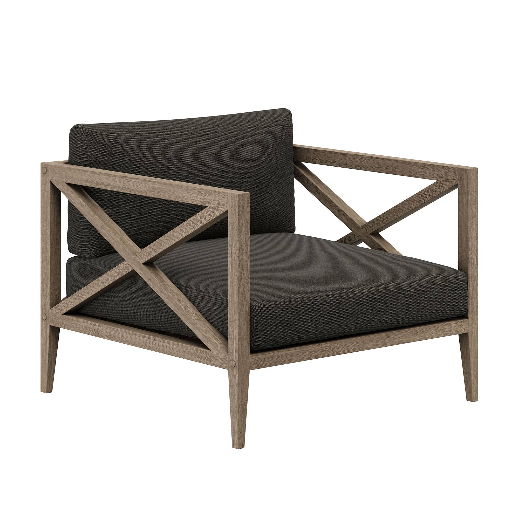 Angle. Modway - Northlake Outdoor Teak Armchair by Modway - Weathered Gray Flint.