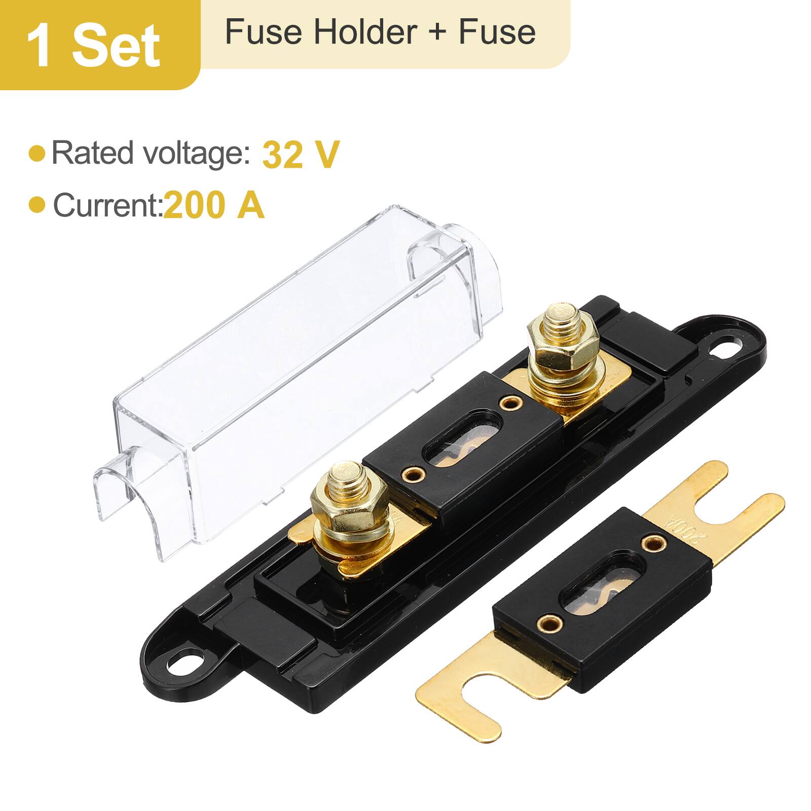 1 Set Fuse Holder + Fuse

- Rated voltage: 32 V
- Current: 200 A