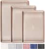 Front. HONGBAKE - Baking Sheet Pan Set of 3, Cookie Sheets for Oven, Nonstick Half/Quarter/Jelly Roll Pans with Diamond Texture Pattern, - Champagne Gold.