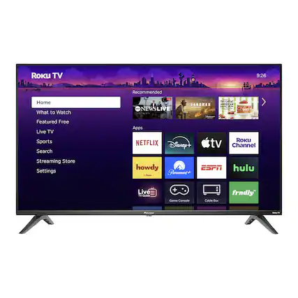Roku TV
9:26
Recommended
Home
What to Watch
Featured Free
Live TV
Sports
Search
Streaming Store
Settings
Apps
Netflix
Disney+
Apple TV
Roku Channel
ESPN
Hulu
Paramount+
howdy
Live TV Guide
Game Console
Cable Box
frndly