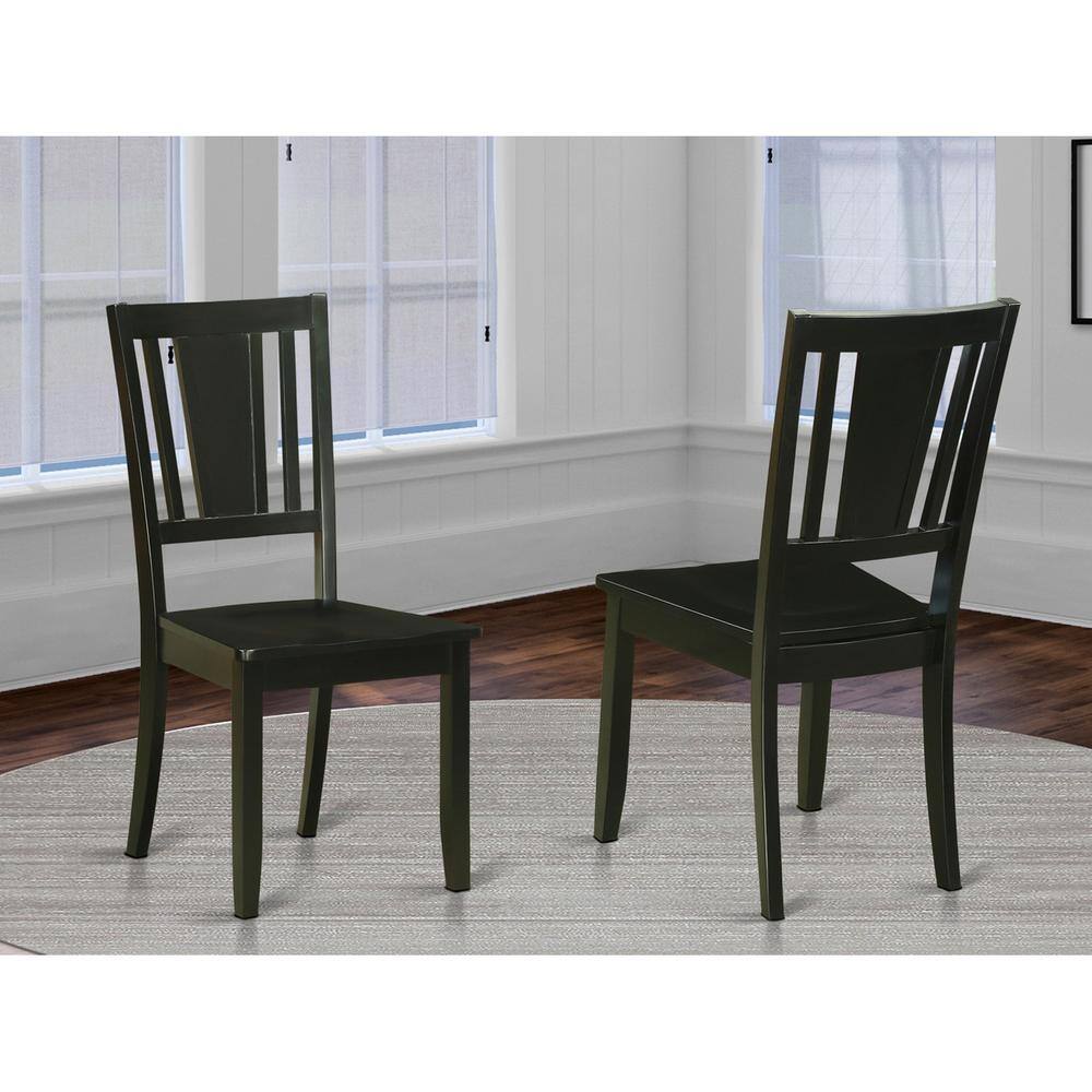 Left. East West Furniture - Dudley Dining Chair with Wood Seat in Black Finish - Black.