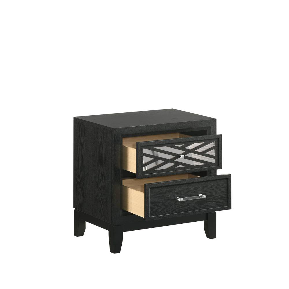 Back. New Classic Furniture - Obsidian Nightstand-Black - Black.