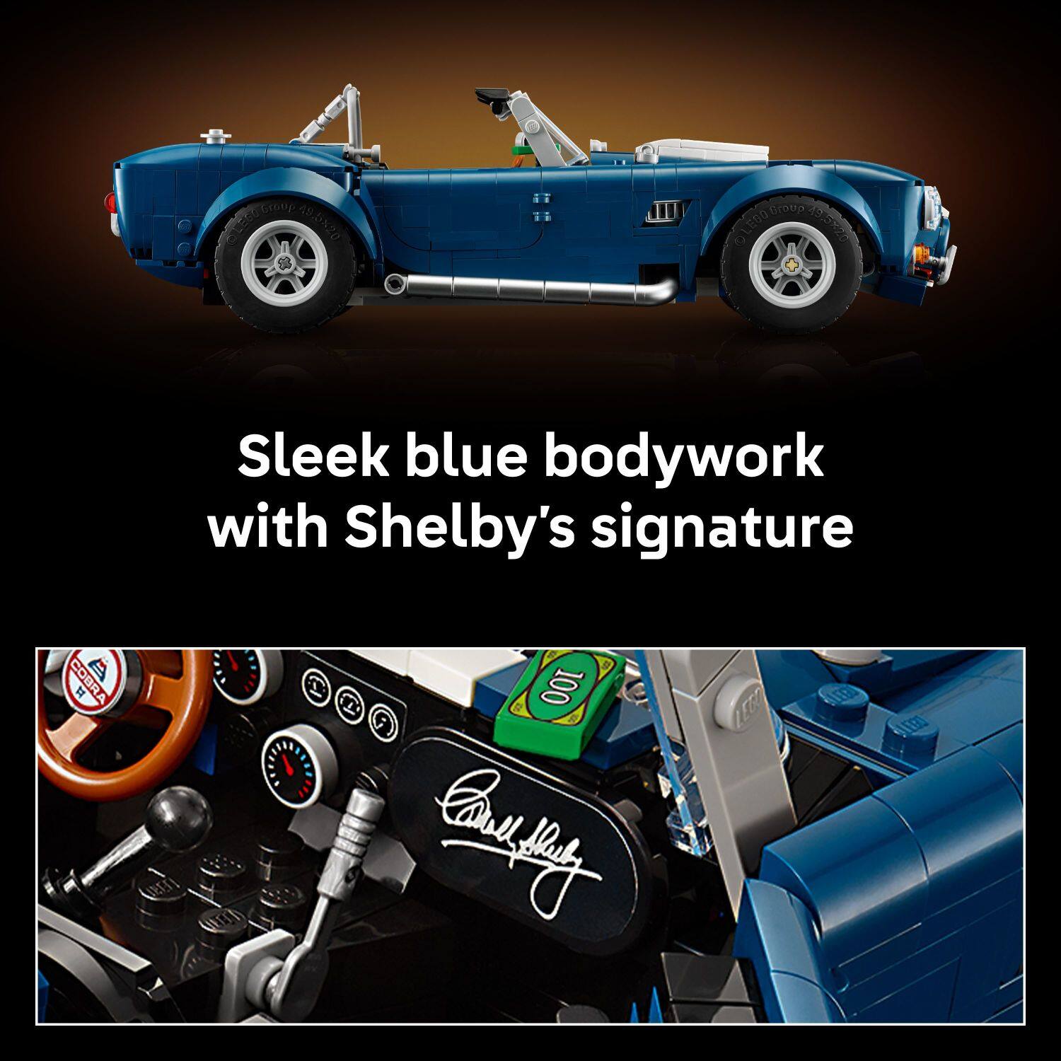 Sleek blue bodywork with Shelby's signature