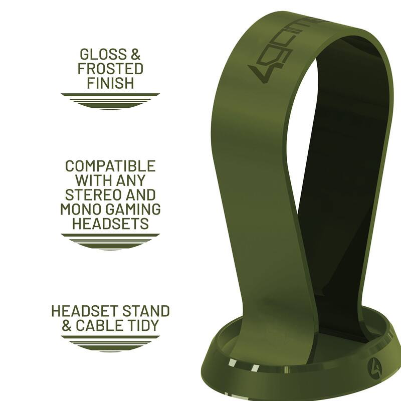 GLOSS & FROSTED FINISH

COMPATIBLE WITH ANY STEREO AND MONO GAMING HEADSETS

HEADSET STAND & CABLE TIDY
