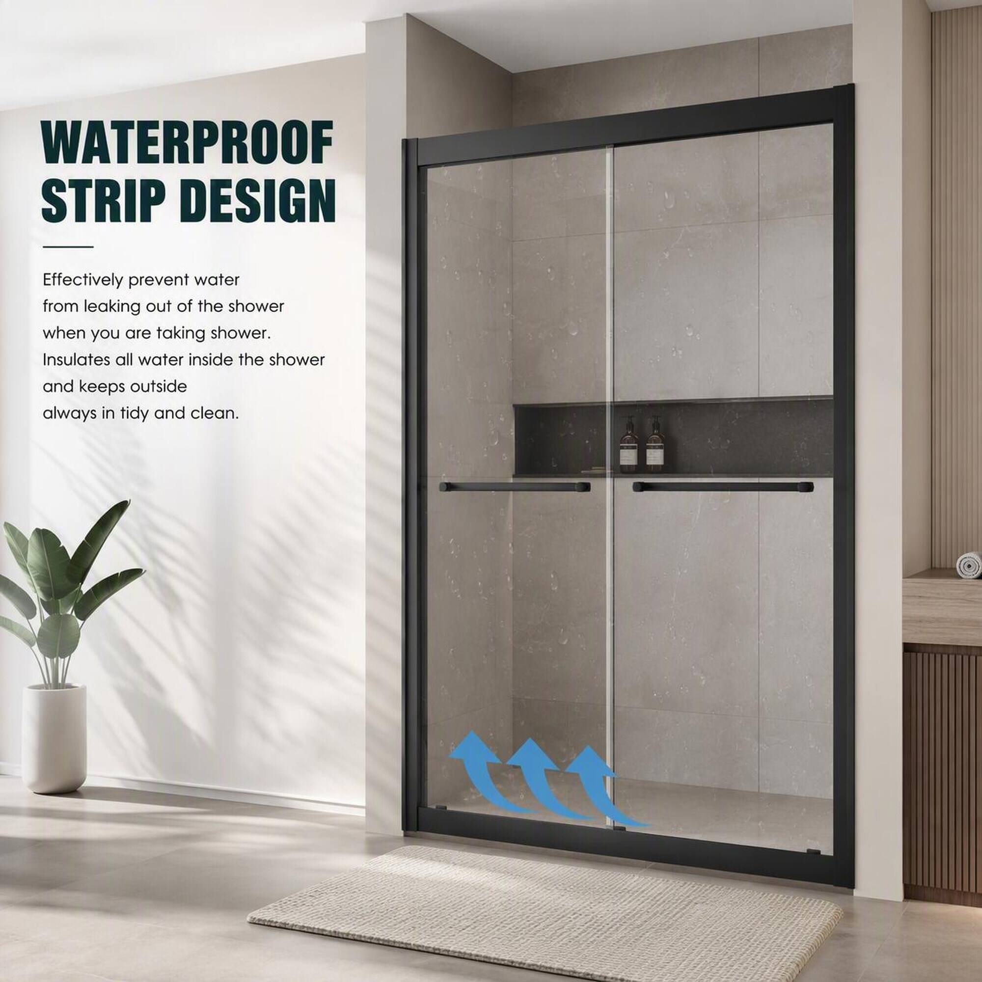 WATERPROOF STRIP DESIGN

Effectively prevent water from leaking out of the shower when you are taking a shower. Insulates all water inside the shower and keeps outside always in tidy and clean.